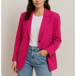 Zara Pink Oversized Blazer Womens SMALL Two Button Barbie Long Sleeve Career